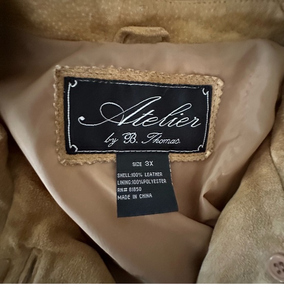 Atelier by B. Thomas Women's Size 3X Tan Suede Button Down Jacket - Picture 4 of 16